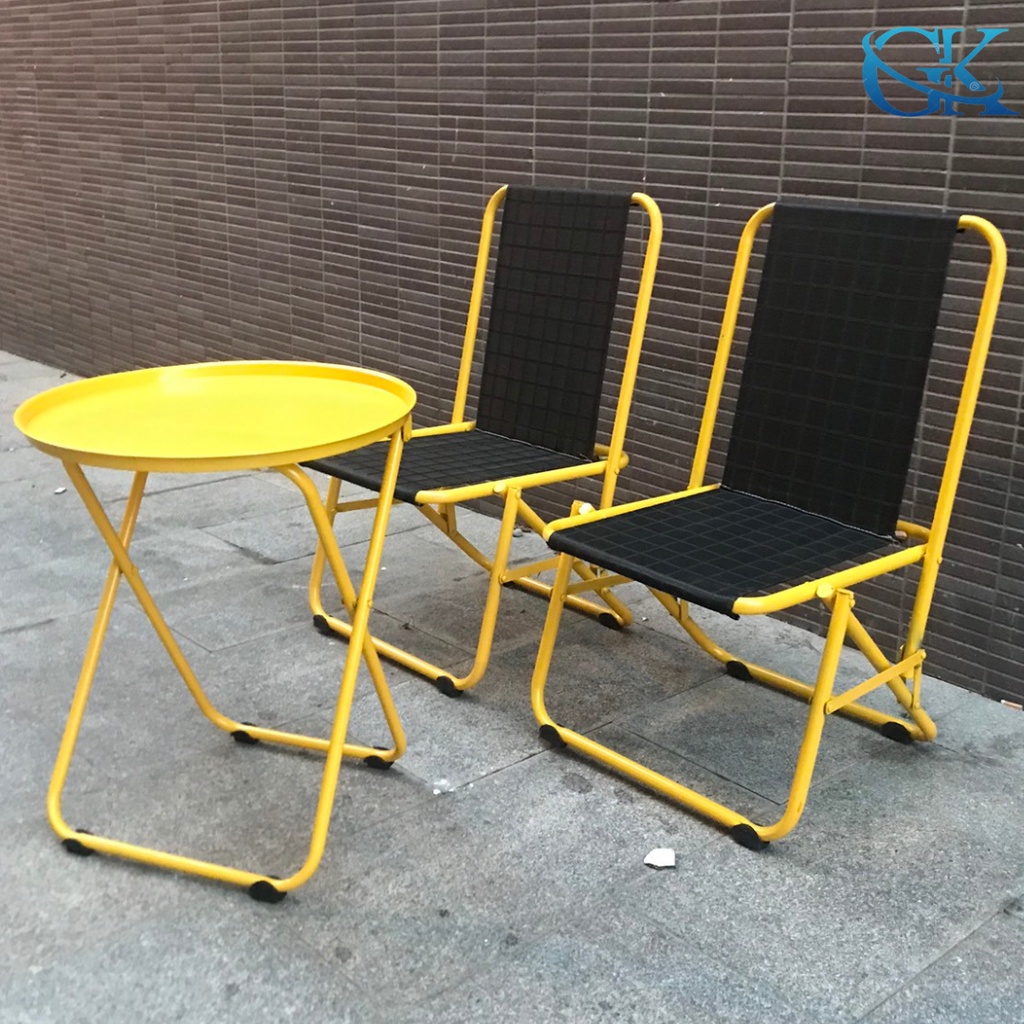 Bộ 2 ghế 1 bàn xếp gấp gọn lưng 75cm và 85cm, khung chắc chắn, chịu tải 100kg