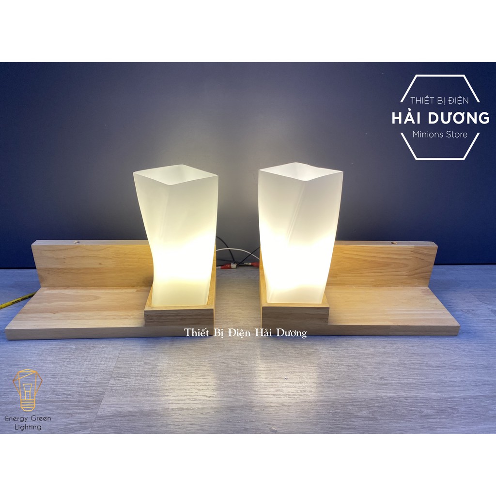 Đèn Tường Kệ Gỗ Chao Thủy Tinh Hiện Đại DT-3024 - Trang Trí Căn Phòng - Energy Green Lighting - Đã Bao Gồm Bóng LED
