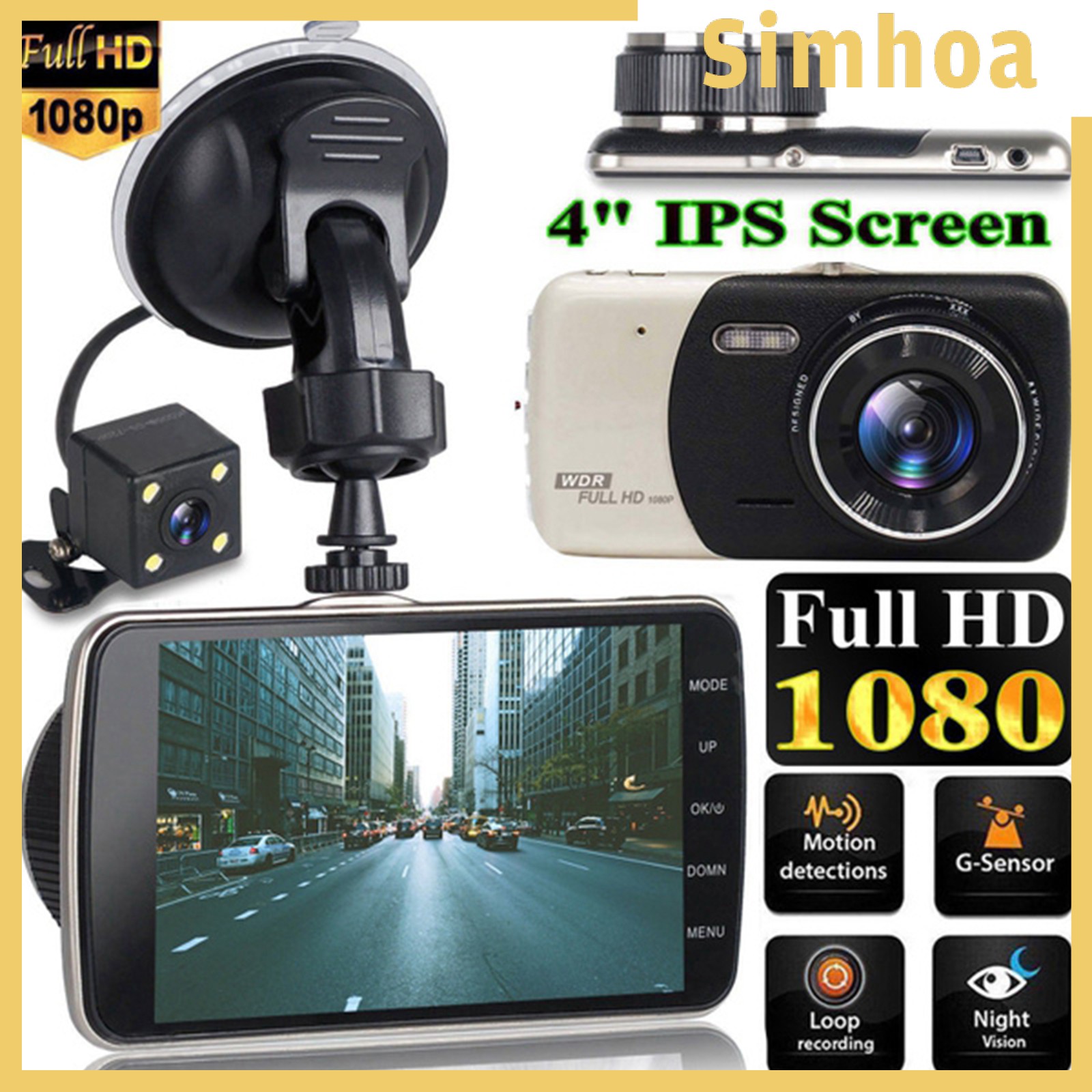 Camera Ghi Hình Góc Rộng Gt800 4inch Ips 5v 170