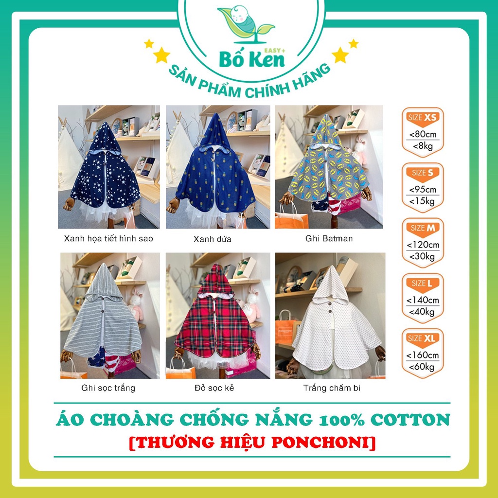 Shop Bố Ken - Áo Choàng Chống Nắng 100% Cotton PONCHONI