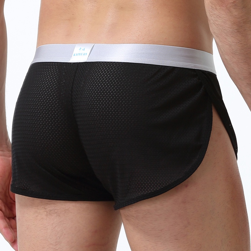 Quần Lót Boxer Vải Lụa Lạnh Phối Lưới Thời Trang Nam Gợi Cảm