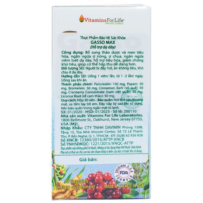 Hỗ trợ dạ dày - tiêu hoá Gasso Max