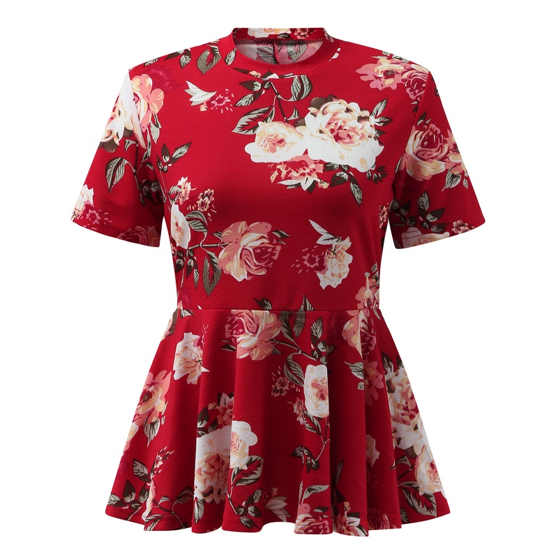 Áo Thun Tay Ngắn Phối Bèo Họa Tiết Hoa Phong Cách Boho Cổ Điển Thời Trang Mùa Hè Cho Nữ