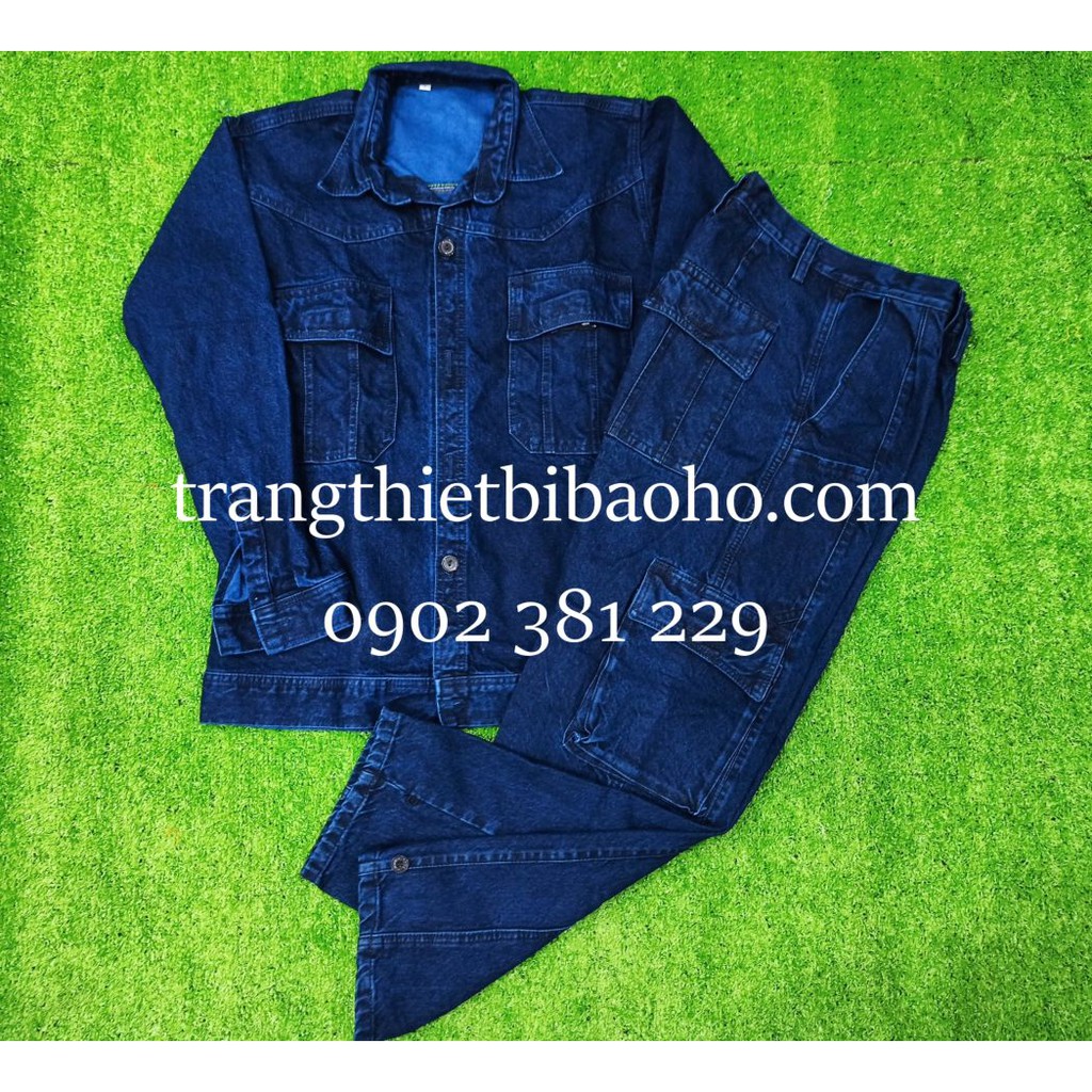 Quần áo jeans thợ hàn, điện lực vải cao cấp túi hộp vải đẹp - (size từ 45kg - 92kg)