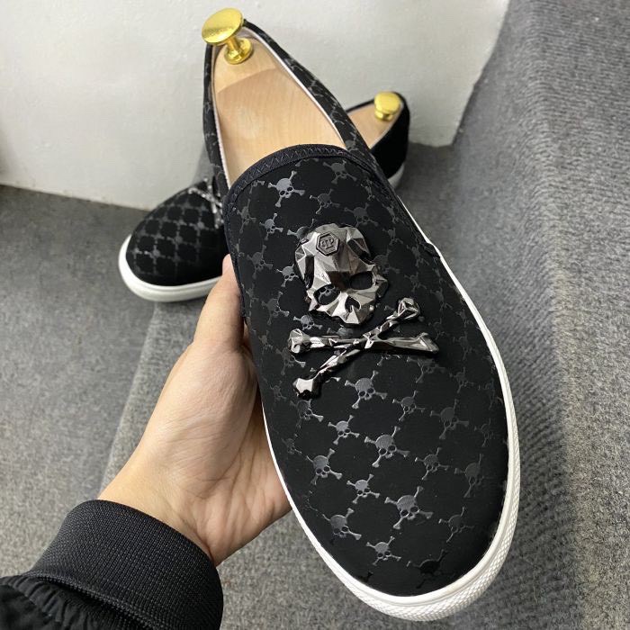 Giày lười nam đính logo đầu lâu PLP cao cấp cực chất