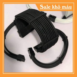 Dây nguồn nối dài mix màu bọc lưới 24Pin- 8 pin -6Pin - 4Pin cho VGA và CPU (mix màu theo yêu cầu) - Full Đen