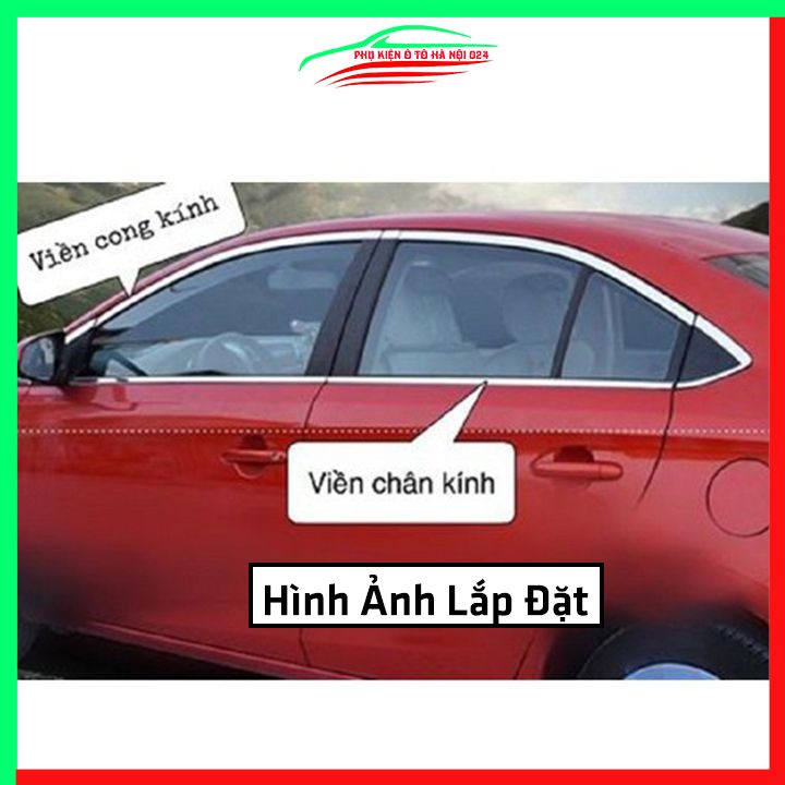Bộ nẹp viền chân kính cong kính Toyota Vios 2019-2023 Inox sáng bóng chuẩn form xe