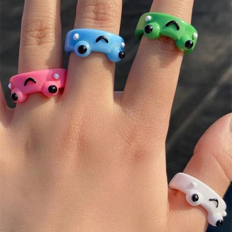 Nhẫn Nhựa Resin Nhiều Màu Hình Ếch / Gà Dễ Thương Cho Nam Và Nữ
