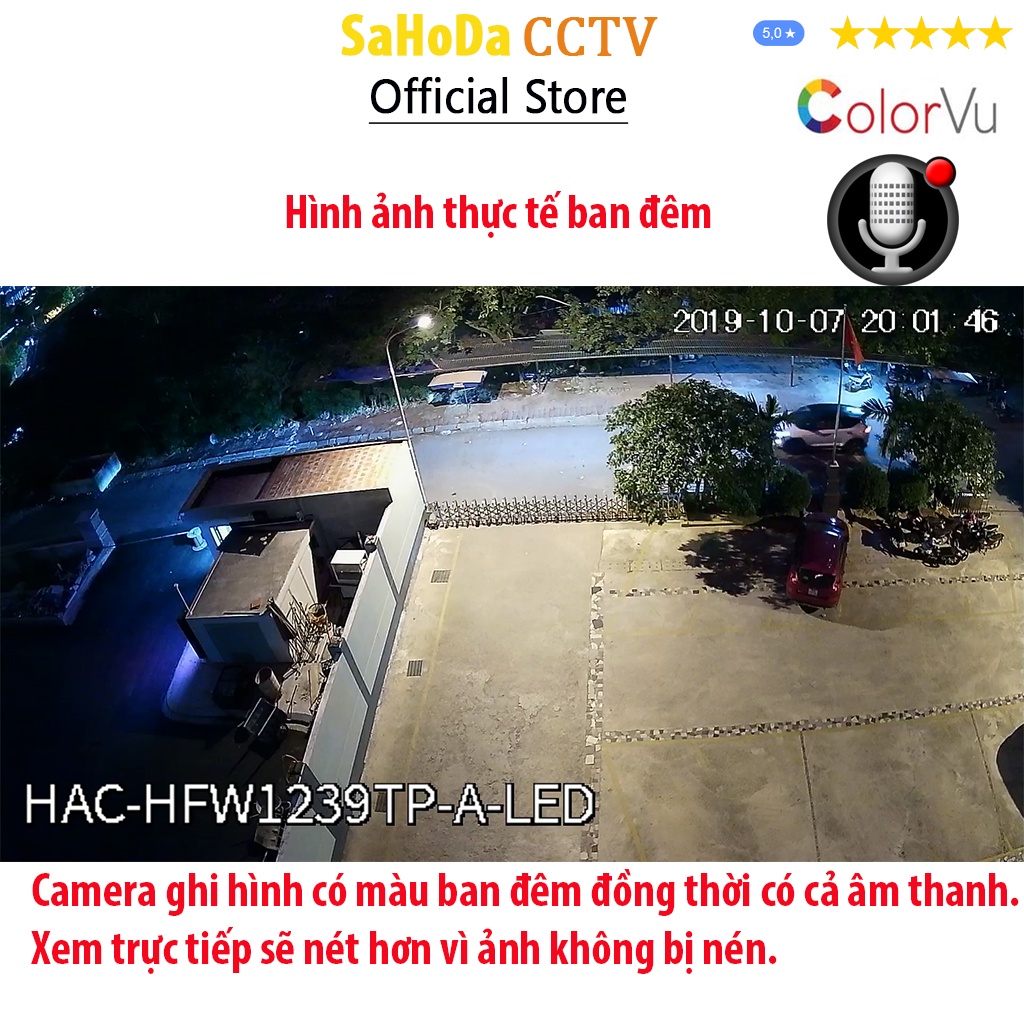 Bộ camera Dahua Colorvu tích hợp micro, Trọn bộ camera Dahua 8 mắt có màu ban đêm tích hợp micro thu âm chính hãng