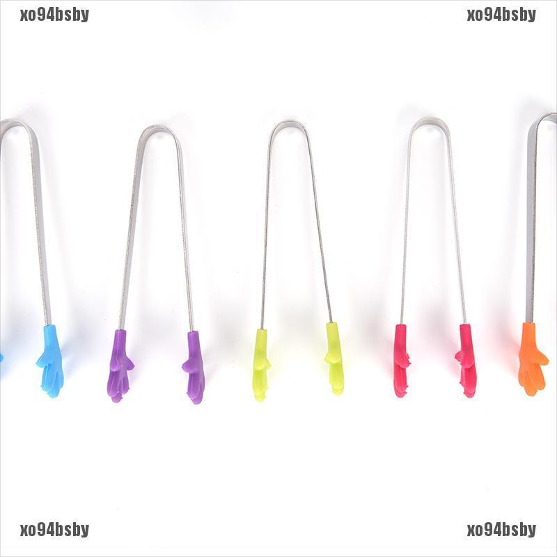 [xo94bsby]Stainless steel food clip hanging silicone tongs vegetable fruit salad