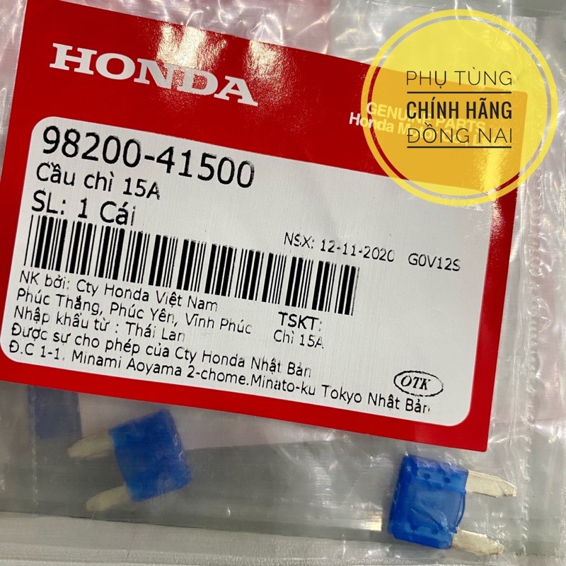 CẦU CHÌ 7,5A/ 10A/ 15A/ 20A/ 30A ZIN CHÍNH HÃNG HONDA