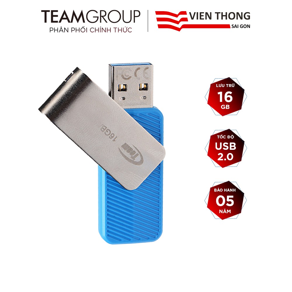 USB 2.0 Team Group C142 16GB Taiwan nắp xoay 360 - Hãng phân phối chính thức