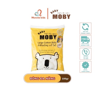 Bông gòn Moby túi 100g, bông viên đa năng công nghệ Nhật Bản cho mẹ và bé - Monnie Kids
