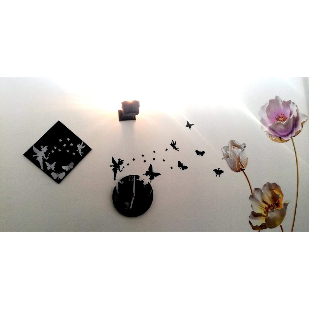 Đồng hồ dán tường - ĐỒNG HỒ TREO TƯỜNG 3D- chính hãng con bướm