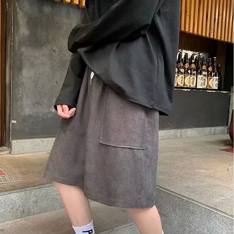 Quần Short Nhung Ống Rộng Phong Cách Retro Nhật Bản Thời Trang Mùa Hè Dành Cho Nam M-3xl