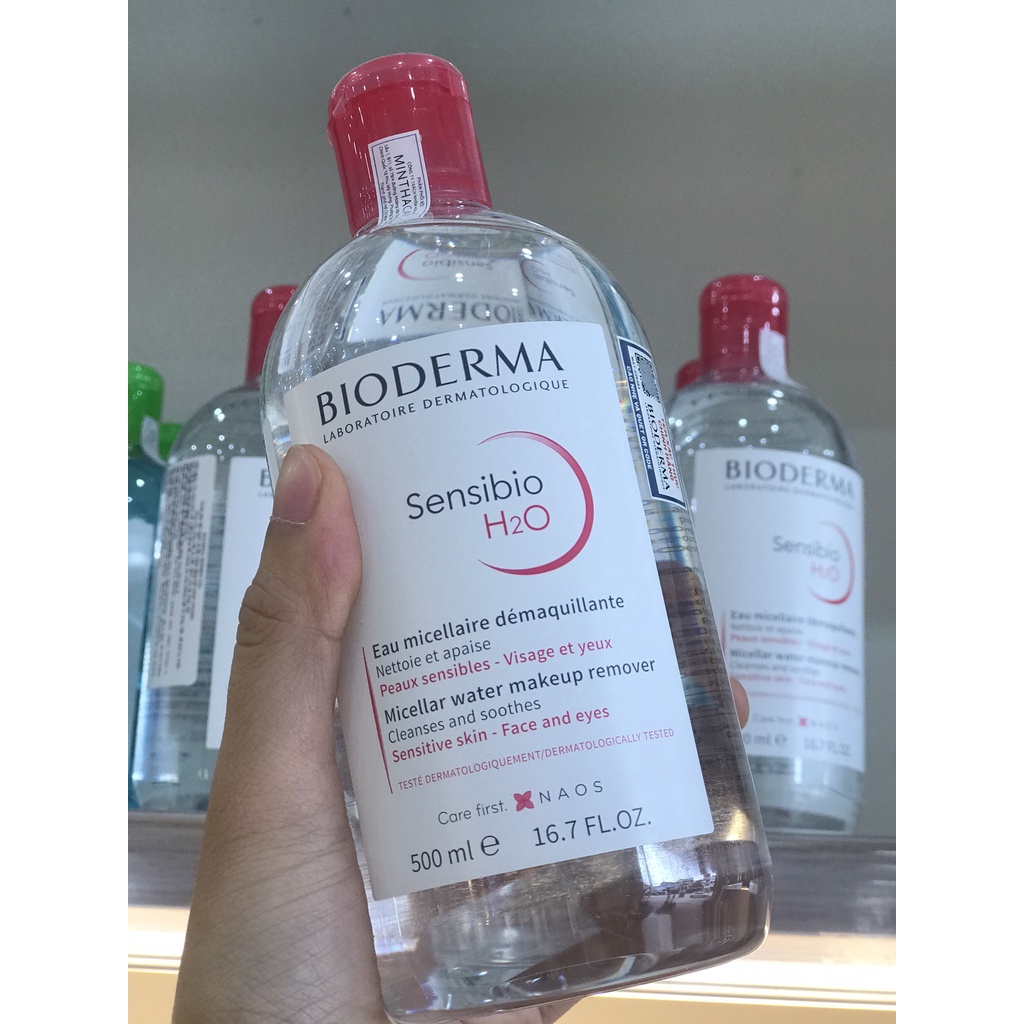 Nước tẩy trang BIODERMA Pháp H2O Xanh - Hồng 500ml  Dành Cho Da Dầu, Da Mụn - Hàng Chính Hãng