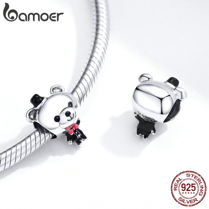 Hạt Phụ Kiện Bamoer Bạc 925 SCC1473 Hình Gấu Làm Dây Chuyền Vòng Tay