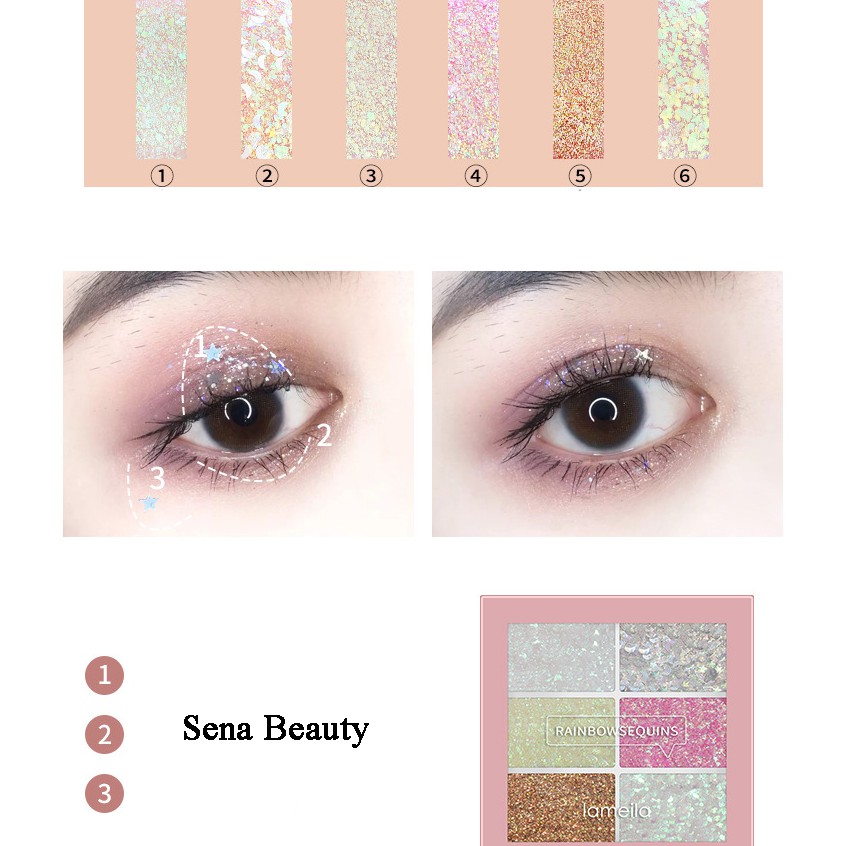 Một Hộp Nhũ Sequin 6 Ô Lameila RAINBOW | BigBuy360 - bigbuy360.vn