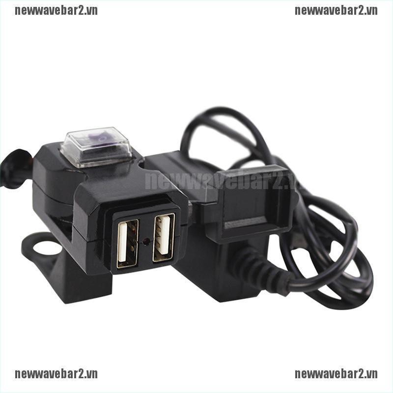 Bộ 2 Ổ Cắm Sạc Usb Kép 12v Chuyên Dụng Cho Tay Cầm Xe Mô Tô