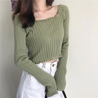 Áo len Jennie - Áo len trơn basic montogi dài tay