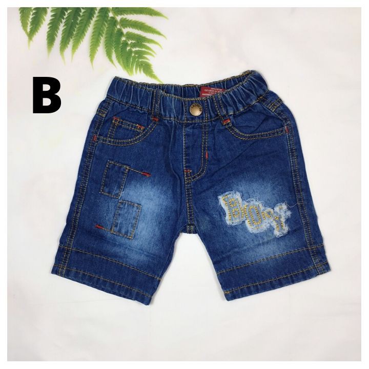 Quần short jean chữ boy 10-18kg  bé trai - Quần short bé trai- Thun cotton jeans thoáng mát- Tomchuakids