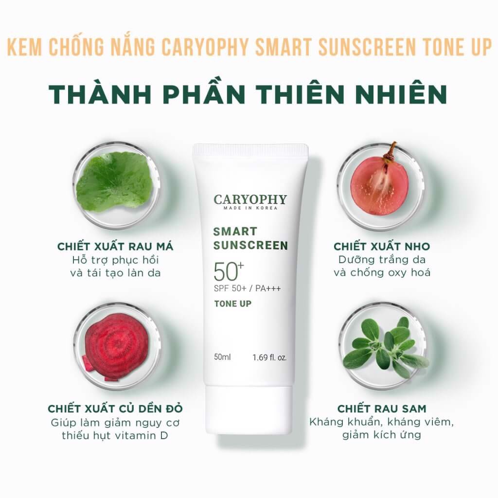 Kem Chống Nắng Nâng Tone Và Dòng Cấp Ẩm Caryophy Smart Sunscreen PA+++ (50ml)