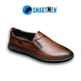 Giày Lười tăng chiều cao Da bò SMARTMEN GLM-100 Nâu