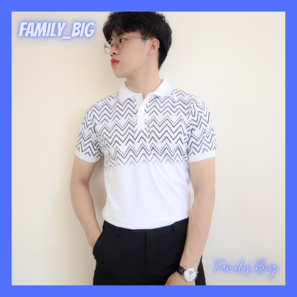 Áo polo nam áo thun nam cổ trụ in họa tiết ziczac - Family_Big