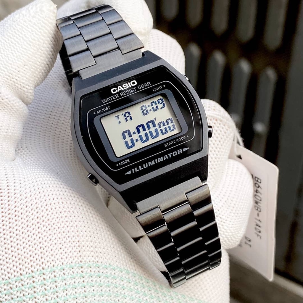 Đồng hồ Nữ Casio B640WB-1ADF, đồng hồ chính hãng, Đen màn hình trắng