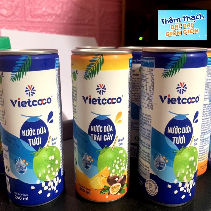 1 LỐC ( 6 LON) - Nước Dừa Vietcoco -  240ml/Lon (Có Thạch Dừa  Dai Dai - Dòn Dòn ngon tuyệt) - NỐI KHÔNG VỚI HƯƠNG LIỆU