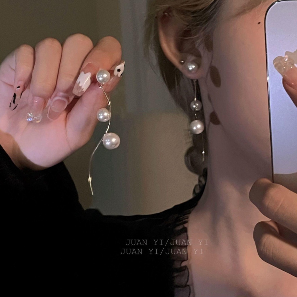 Bông Tai Hai Lớp Đính Ngọc Trai Đơn Giản Thời Trang Mới 2022