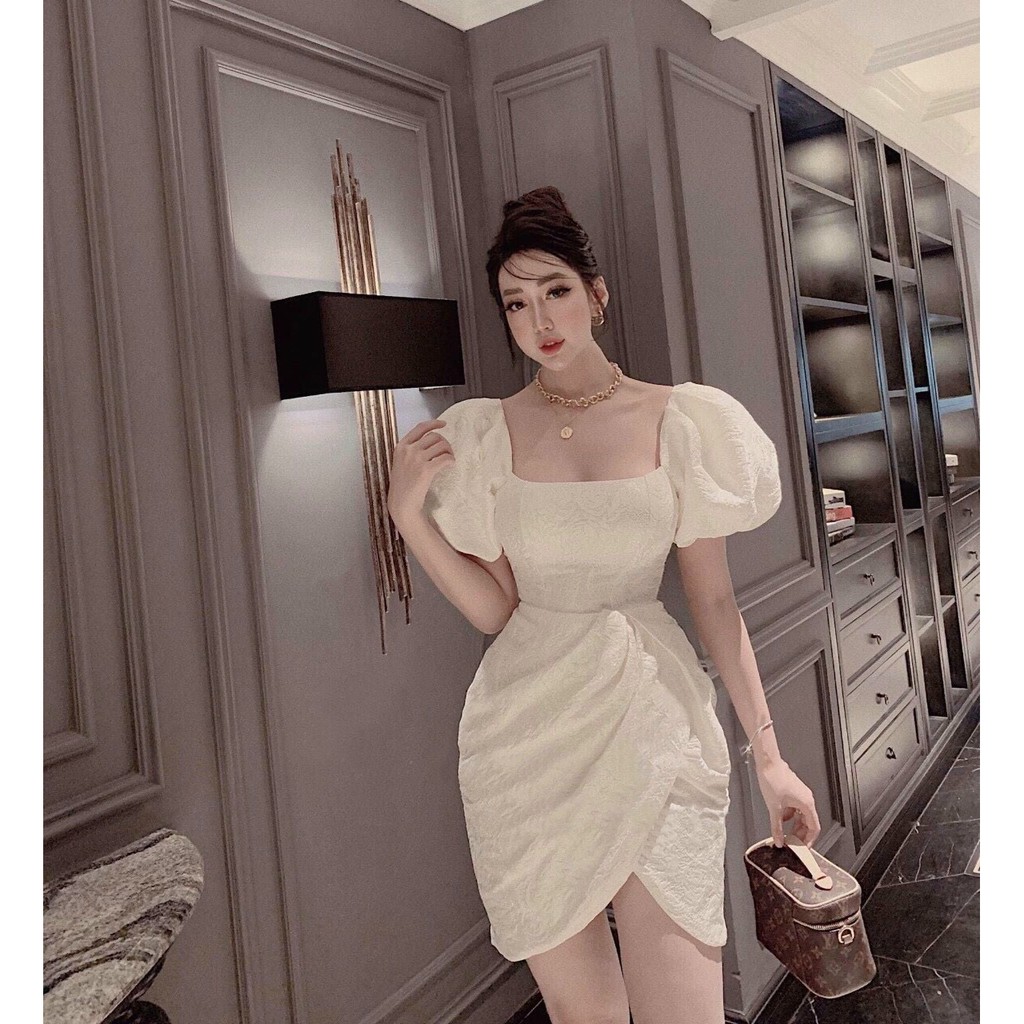 Đầm gấm cổ vuông dự tiệc sang trọng quý phái Ema Dress | BigBuy360 - bigbuy360.vn