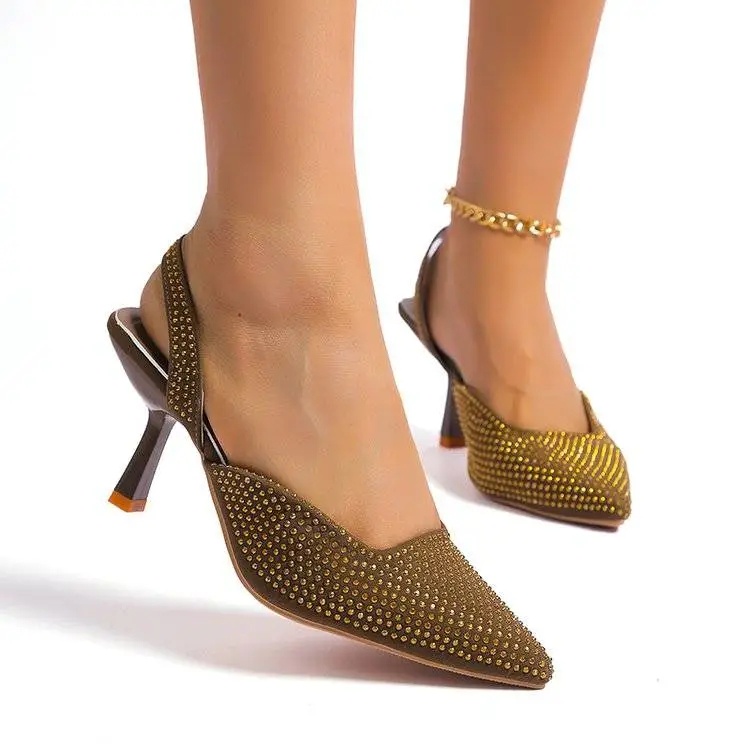 Giày Cao Gót Mũi Nhọn Đính Đá Thời Trang Dành Cho Nữ / Size 43