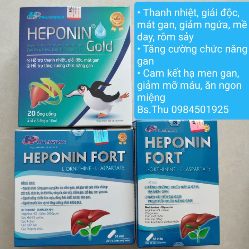 HEPONIN FORT hộp 50 viên hoặc lọ 50 viên - HEPONIN GOLD hộp 20 ống uống