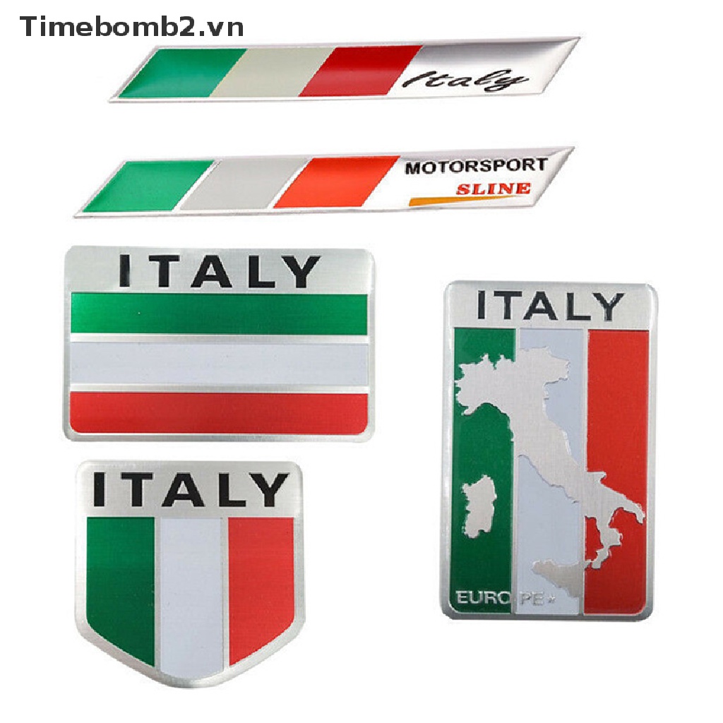 Miếng dán hình lá cờ Ý 3D bằng kim loại nhôm trang trí xe hơi 2
