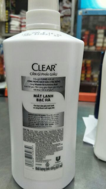 Dầu gội Clear mát lạnh bạc hà 650g