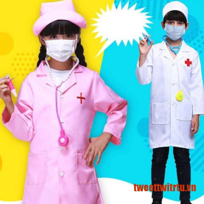 TRITU 1 Set Children's Clothing Role Play Costume Doctor's Overall White Dress N
