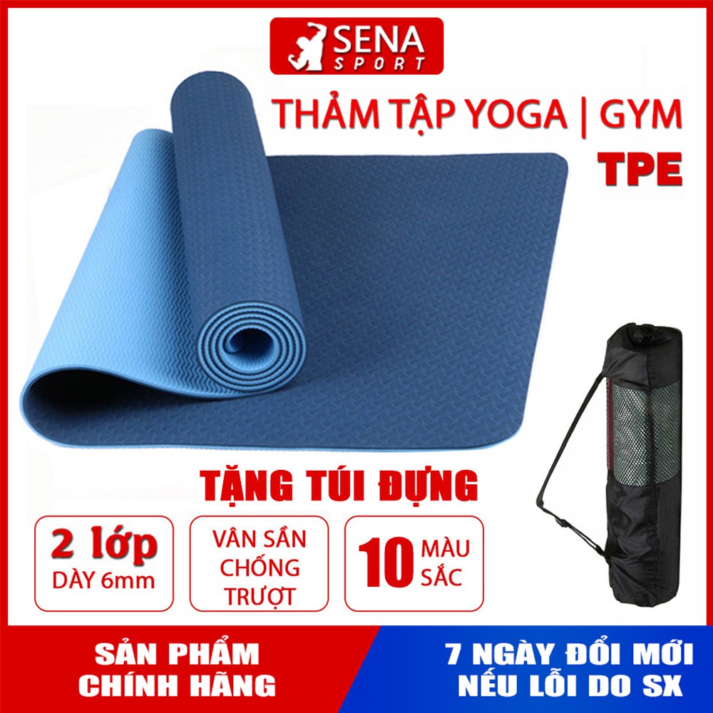 Thảm Tập Yoga ⭐️FREE SHIP⭐️ Thảm tập Gym Chất Liệu TPE 2 Lớp, Bám và Chống Trơn cực tốt