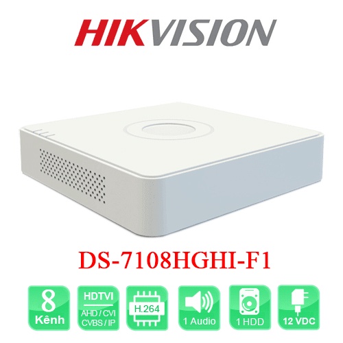 DS-7208HGHI-F1 Đầu ghi hình 8 kênh HIKVISION Vỏ sắt 2mp chất lượng full 1080P, Hàng Chính Hãng 100%