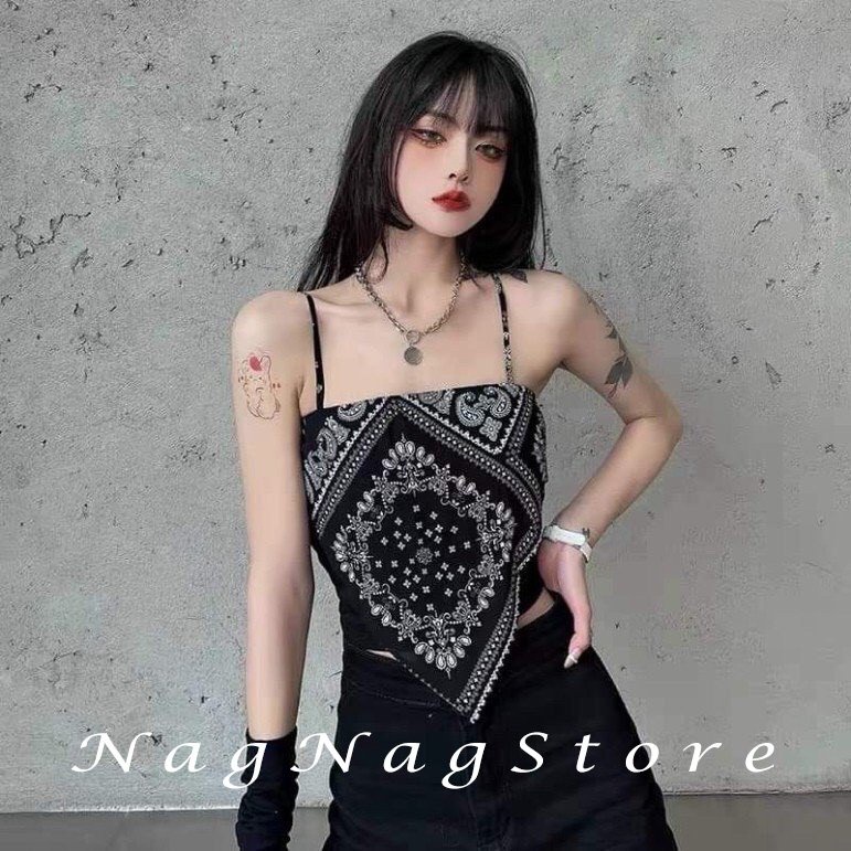 Áo yếm họa tiết cổ điển Nagnagstore chất cotton co giãn