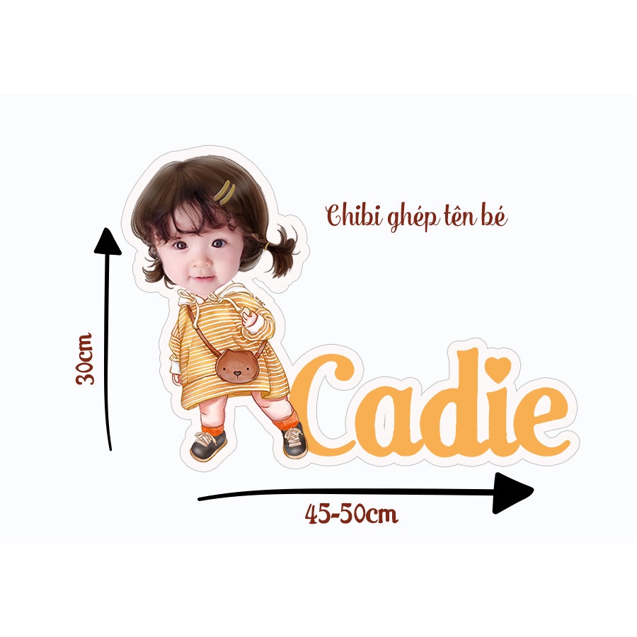 Chibi bé kèm tên trang trí sinh nhật