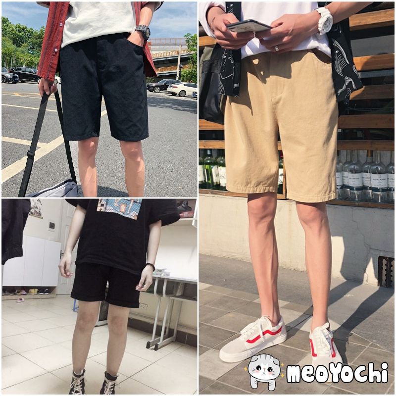 Quần short đùi kaki unisex - Quần short nam nữ cặp đôi Hàn Quốc cá tính