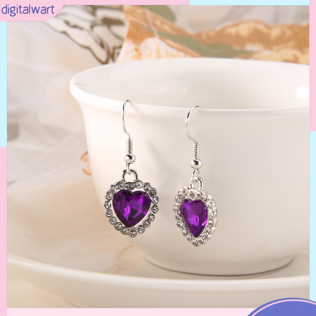 Khuyên tai hình trái tim đính đá thanh lịch cho nữ