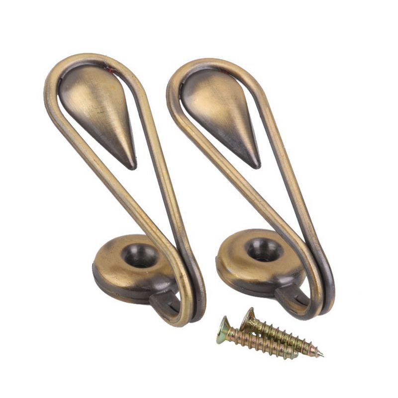 1 Cặp Móc Buộc Rèm Cửa Bằng Hợp Kim Hình Giọt Nước Vintage (Màu Đồng)
