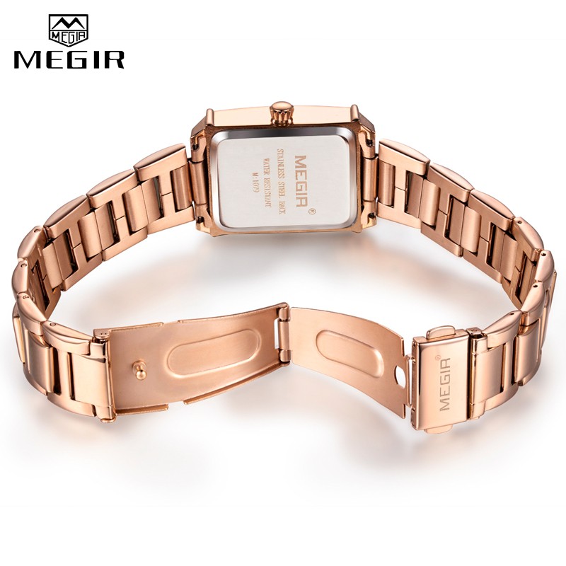 Đồng Hồ Đeo Tay MEGIR 1079 Bằng Thép Không Gỉ Màu Vàng Hồng Sang Trọng Dành Cho Nữ