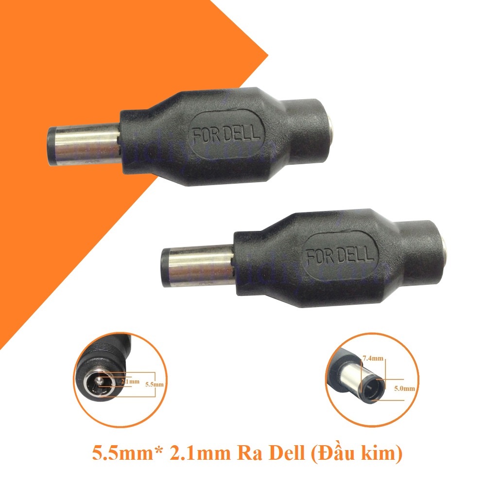 Đầu đổi Laptop 5.5mm* 2.5mm Ra Dell (Đầu kim) 7.4mm*5.0mm