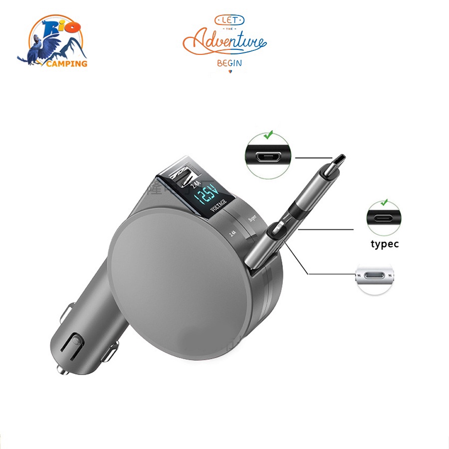 Tẩu sạc nhanh ô tô đa năng cốc sạc 3 Trong 1 Type-C Micro