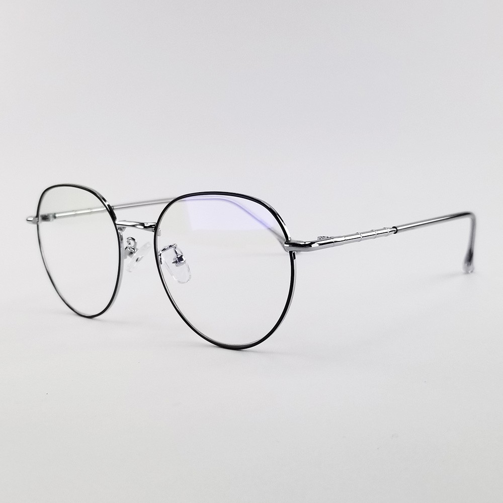 Gọng kính cận nam nữ mắt tròn màu trắng bạc, vàng hồng, đen 2998. Tròng kính giả cận 0 độ chống tia UV. Eyeglasses frame