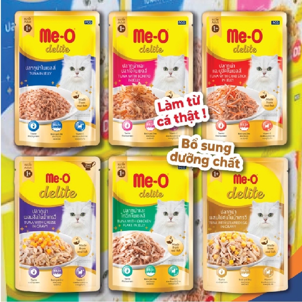 Pate Cho Mèo Me-O Delite Đủ Hương Vị Gói 70g