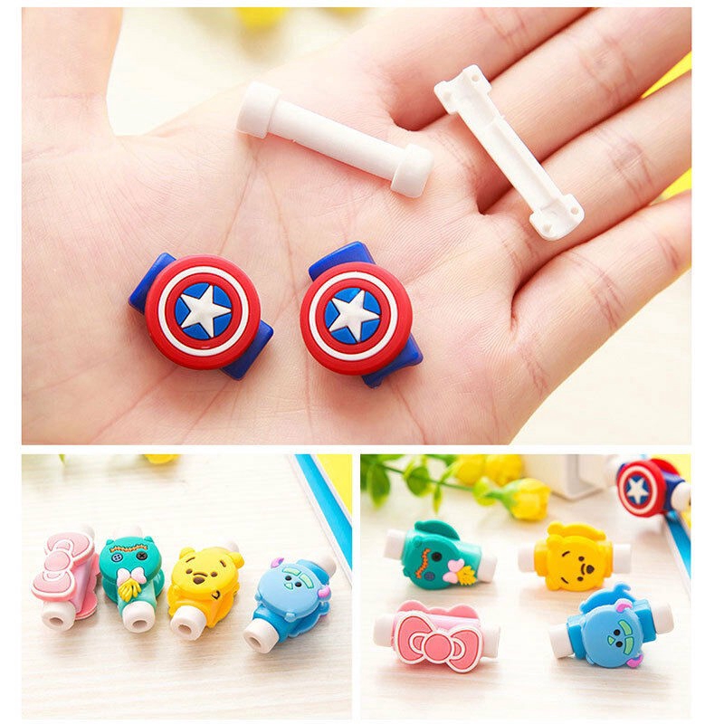 Bộ Phụ Kiện Bảo Vệ Đầu Dây Cáp Sạc 8 Pin Hình Hoạt Hình Dễ Thương